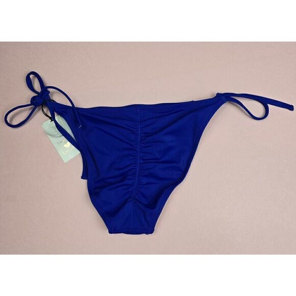 Shade & Shore Blue Side Tie Cheeky Bikini Bottom Large - Picture 2 of 3